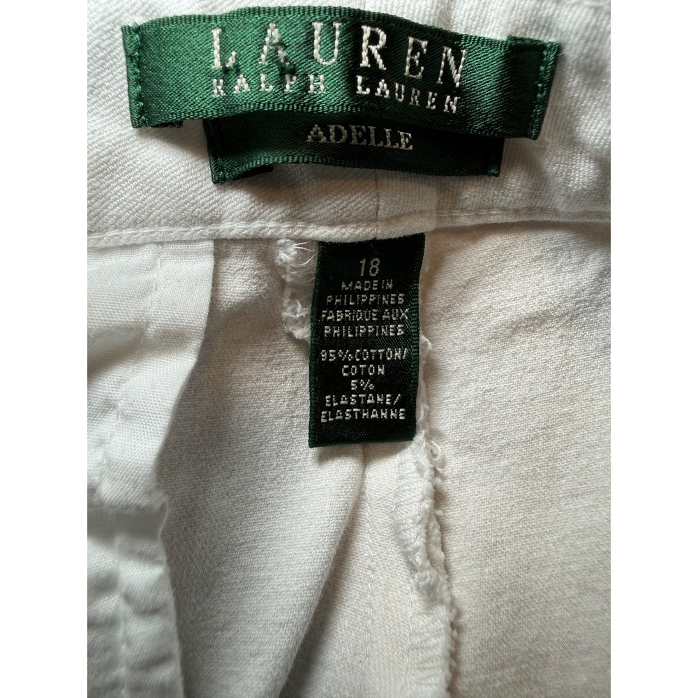 Lauren Ralph Lauren Adelle White Cotton Blend Straight Leg Pants Womens 18 - Picture 3 of 6